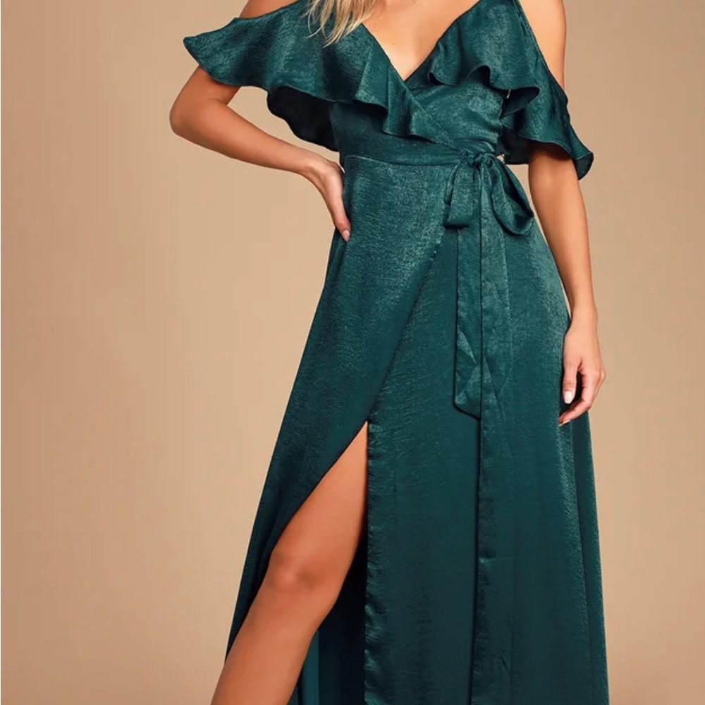 NWT! LULU’s Satin Wrap Maxi Dress